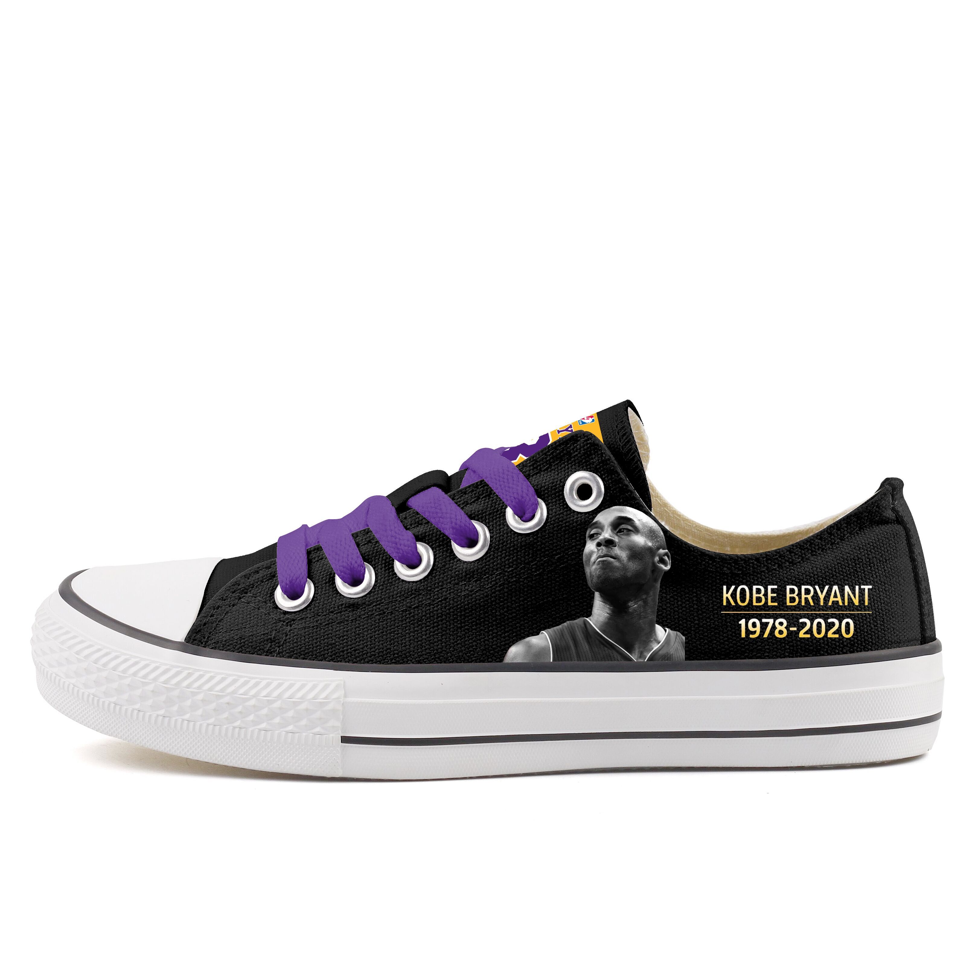 Women's and Youth Los Angeles Lakers Kobe Bryant Repeat Print Low Top Sneakers 004
